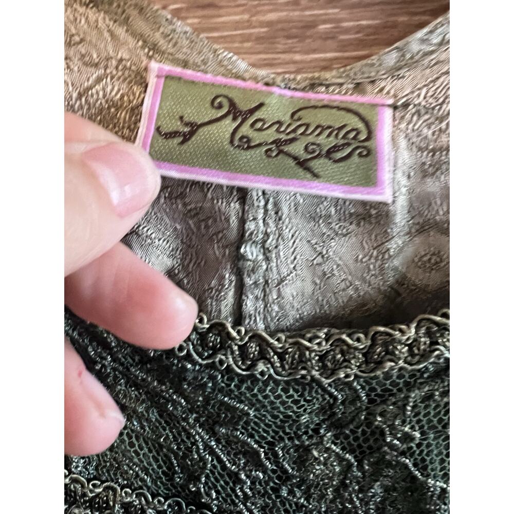 Boho Hippie Whimsigoth Rayon Dress Womens M Green Brown Fairy Core Lace Witchy - Picture 6 of 9